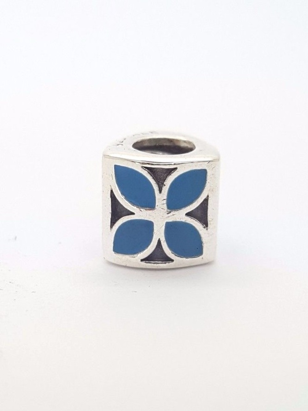 Pandora Silver Charm with Blue Floral Enamel